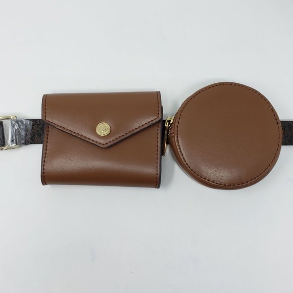 Michael Kors Women's  Brown Leather Double-Pouch Belt Bag (556274C) Size S/M. NW - Picture 2 of 7